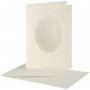 Passepartoutkarte mit Umschlag - gebrochenes Wei - oval - 10 Sets