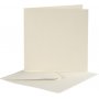 Postkarte mit Umschlag - gebrochenes Wei - 12,5 x 12,5 cm - 10 Stk