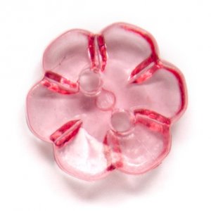 Knopf Blume 1-Loch 13 mm 5 Stück - Transparent rosa Knopf Blume 1-Loch 13 mm 5 Stück - Transparent rosa