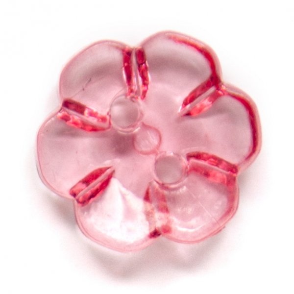 Knopf Blume 1-Loch 13 mm 5 Stck - Transparent rosa