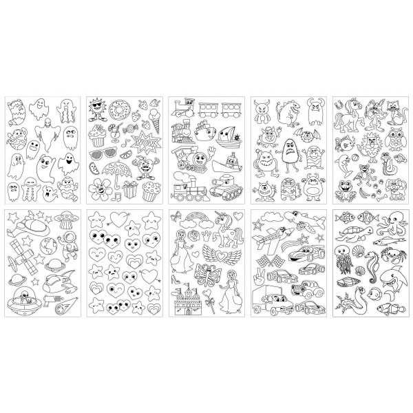 Aufkleber zum Ausmalen - 10 Blatt Aufkleber zum Ausmalen - 10 Blatt