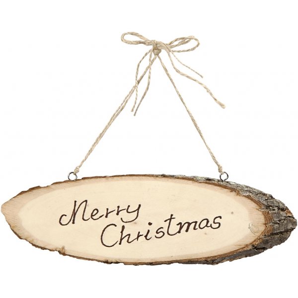 Trschild - schrg geschnittene Holzplatte mit Rindenkante