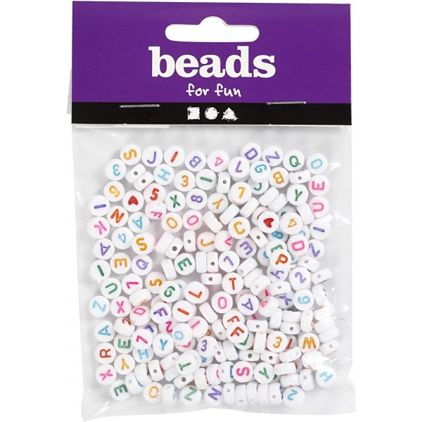 Buchstabenperlen - Wei�/gemischte Farben - �7 mm - ca. 200 Stk