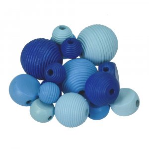 Holzperlen - Blaumix 25 Stk. Farb-Form-Mix Holzperlen - Blaumix 25 Stk. Farb-Form-Mix