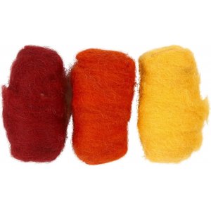 Kardierte Wolle - Gelb/Terrakotta-Harmonie - 3 x 10 g Kardierte Wolle - Gelb/Terrakotta-Harmonie - 3 x 10 g