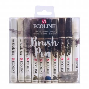 Ecoline Pinselstifte, 10er-Pack - Grautöne Ecoline Pinselstifte, 10er-Pack - Grautöne