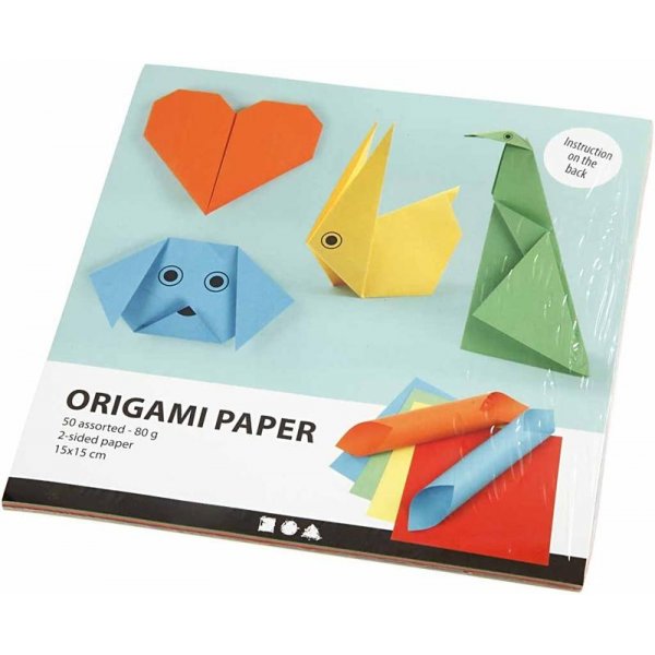 Origami-Papier - gemischte Farben - 15 x 15 cm - 5 x 10 Blatt Origami-Papier - gemischte Farben - 15 x 15 cm - 5 x 10 Blatt