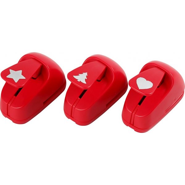 Papierstanzer - Rot - Stern - Herz - Weihnachtsbaum - 3 Stk
