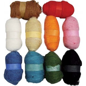 Kardierte Wolle - gemischte Farben - 10 x 25 g Kardierte Wolle - gemischte Farben - 10 x 25 g