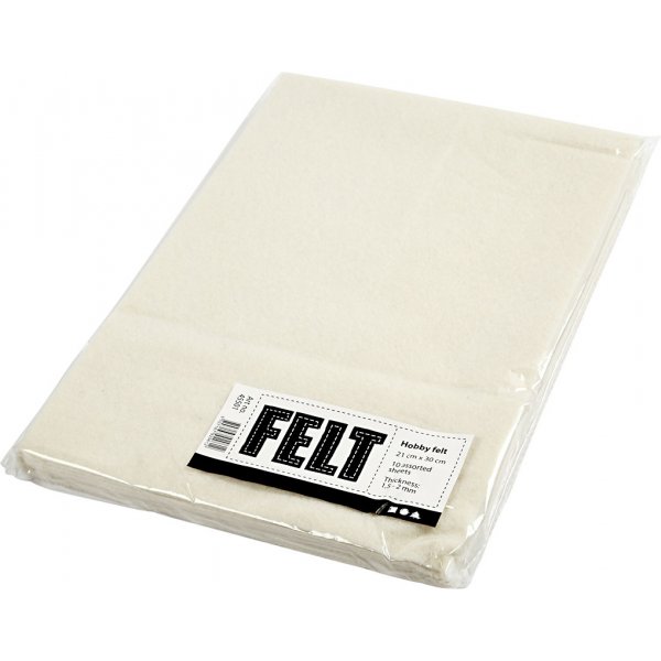 Hobbyfilz - gebrochenes Wei - A4 - 10 Blatt