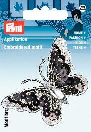 Stoffetikett Schmetterling schwarz/weiß Stoffetikett Schmetterling schwarz/weiß