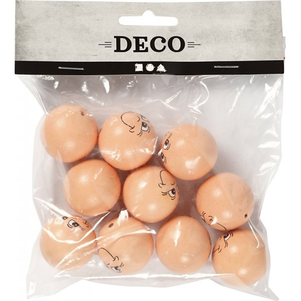 Holzgesichter - 30 mm - Elfenbein - 10 Stk