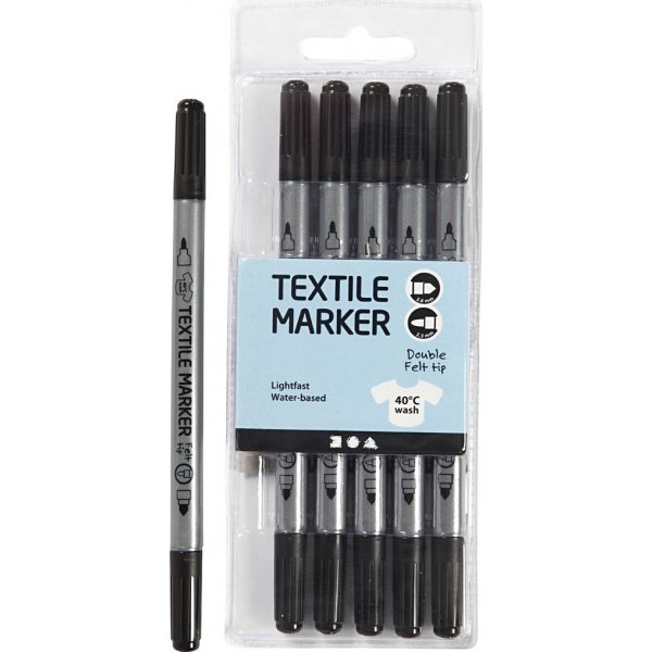Textilmarker - schwarz - 6 Stk