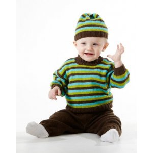 Strickmuster - Gestreifter Pullover, Hose und Mütze Strickmuster - Gestreifter Pullover, Hose und Mütze