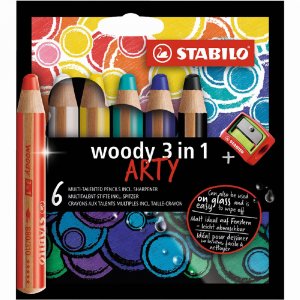 Buntstifte Woody Arty 3in1 mit Spitzer - 6er-Pack Buntstifte Woody Arty 3in1 mit Spitzer - 6er-Pack