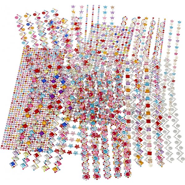 Strasssteine - 2-10 mm - 27 x 9 cm, 12 Blatt, Inhalt kann variieren