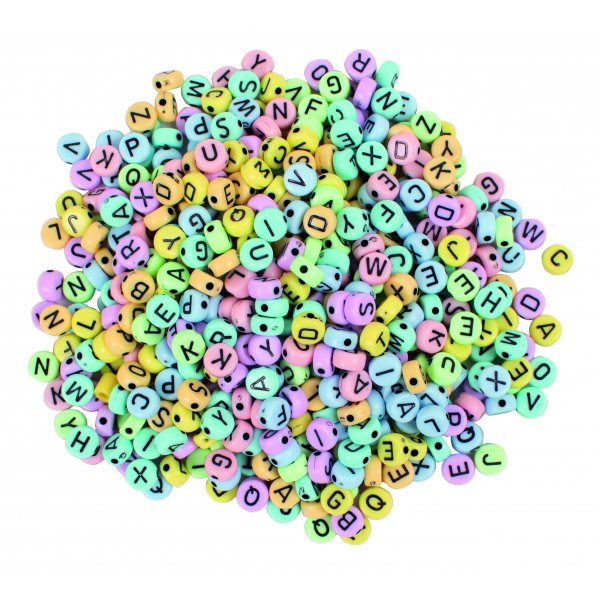 Buchstabenperlen Pastell 6,5 x - 6,5 mm - 750 Stk