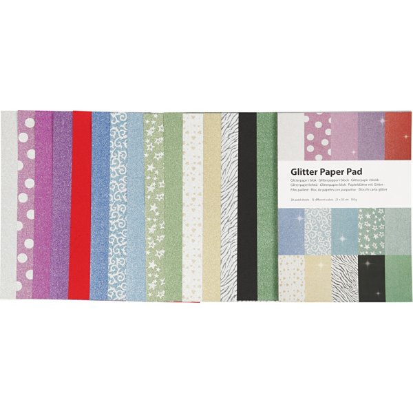 Glitzerpapier in Blcken - A4 - 30 Blatt