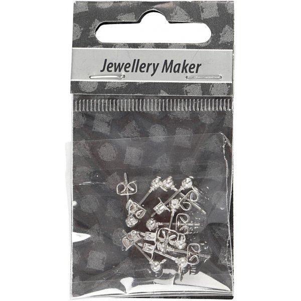 Ohrstecker mit se und Kugel - versilbert - 10 Stk