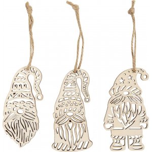 Holzornamente aus Holz - Skandinavischer Weihnachtsmann - 6 Stk Holzornamente aus Holz - Skandinavischer Weihnachtsmann - 6 Stk