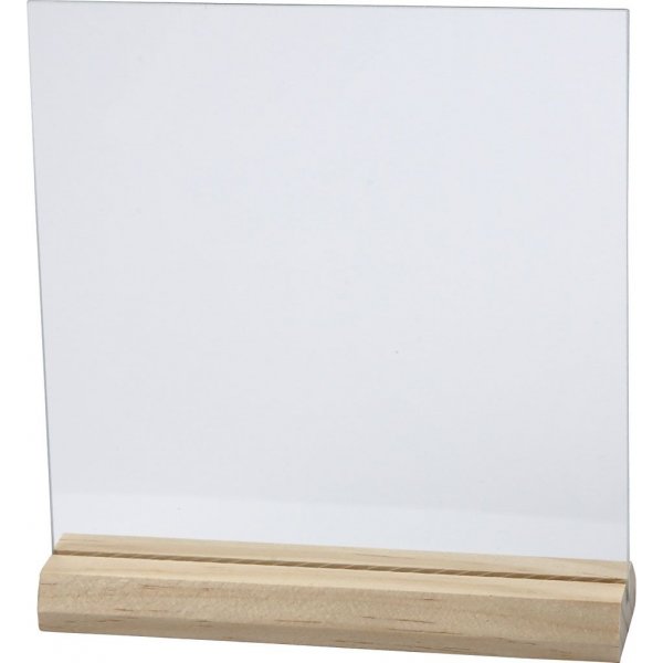 Glasplatte mit Holzsockel - 15,5 x 15,5 cm - 10 Sets