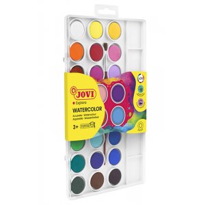 Aquarell-Set - Jovi - Kit mit 24 Farbkuchen, 1 Pinsel, 1 Kunststoffetui Aquarell-Set - Jovi - Kit mit 24 Farbkuchen, 1 Pinsel, 1 Kunststoffetui