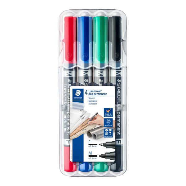 Permanentmarker Lumocolor Duo FM - 4 Stifte